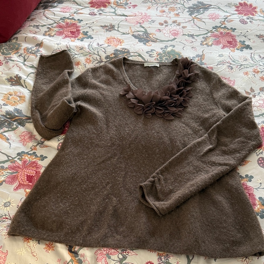 Garnet Hill Brown Cashmere Sweater, M